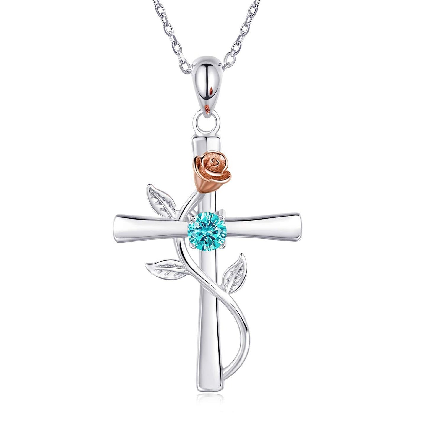 "Rose from the Cross" - Birthstone Necklace