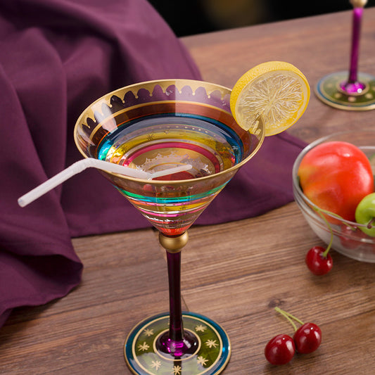 "Vibrant Buzz" - Hand-painted Wine Glass