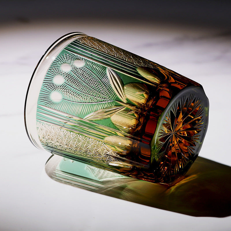 "Cocky Peacock" - Crystal Glass Whiskey Shot Glass