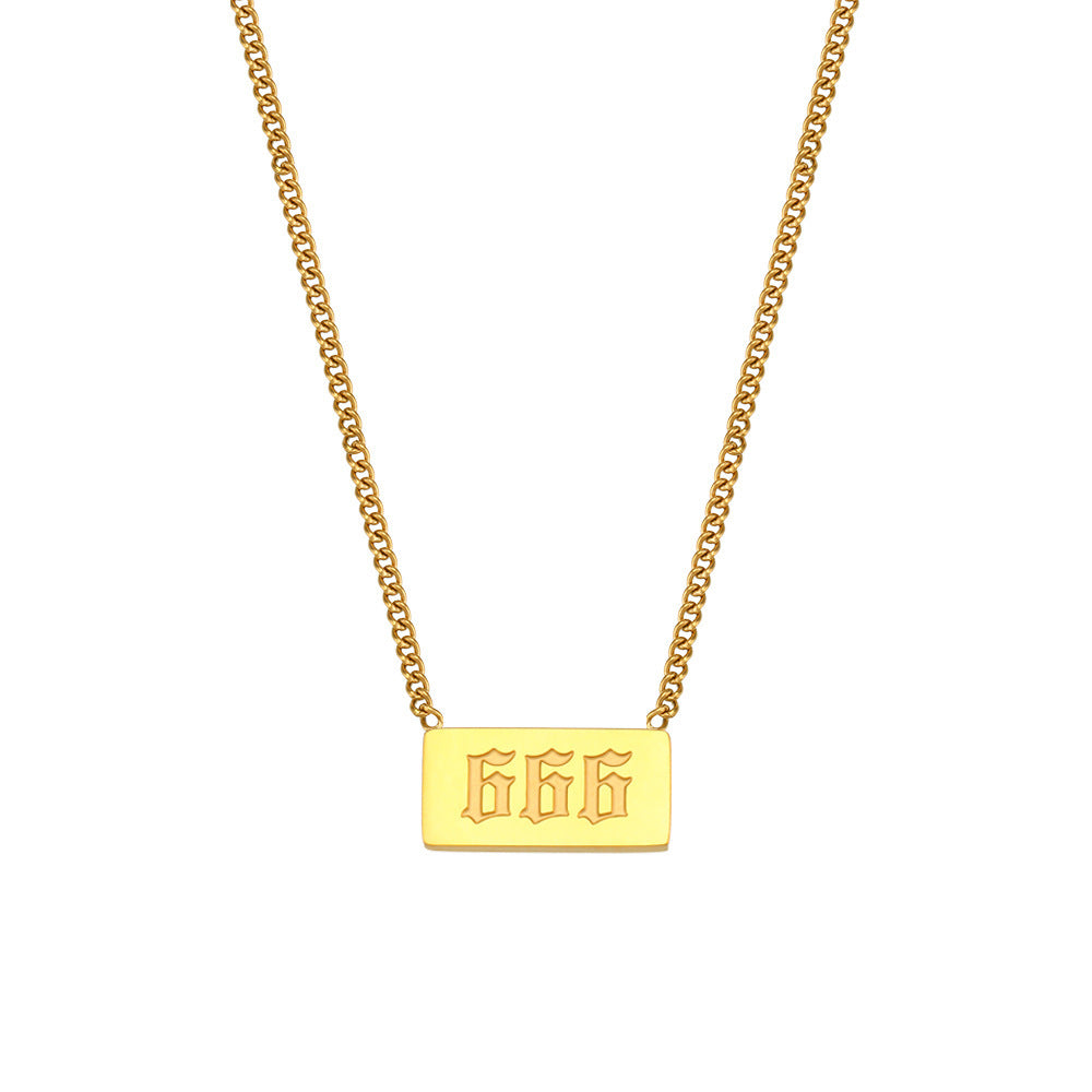 Temperament Numerology Titanium Steel 18K Gold Necklace