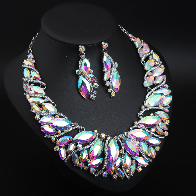 Women's Crystal Necklace and Earring Set