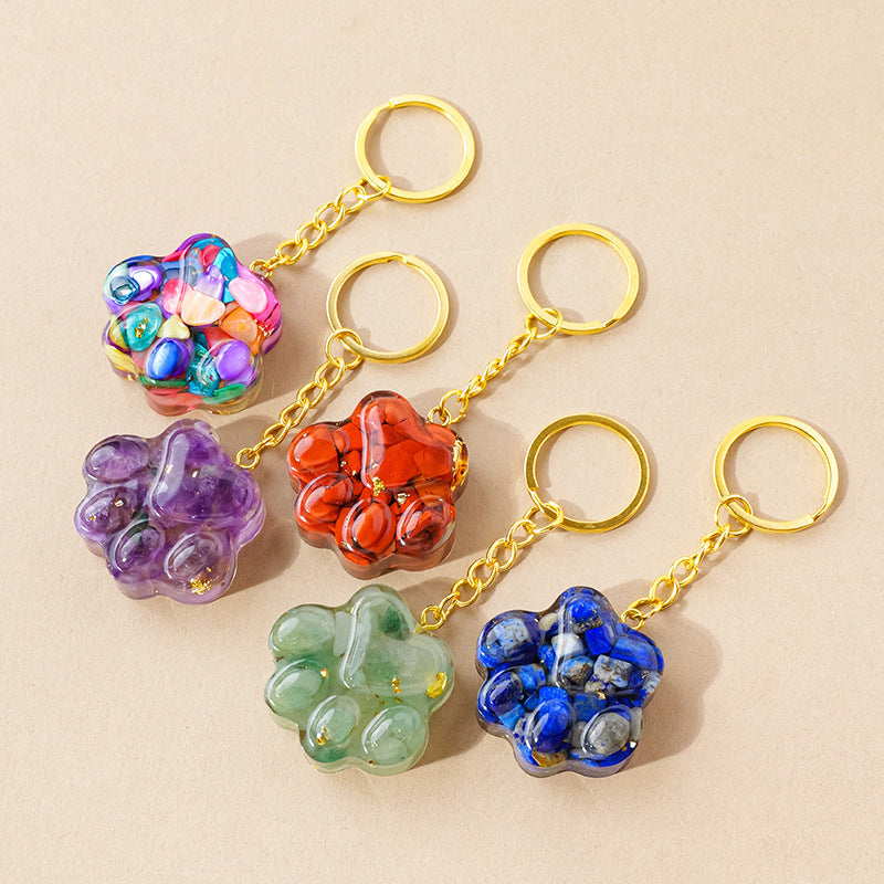 Natural Crystal Cat's Paw Keychain