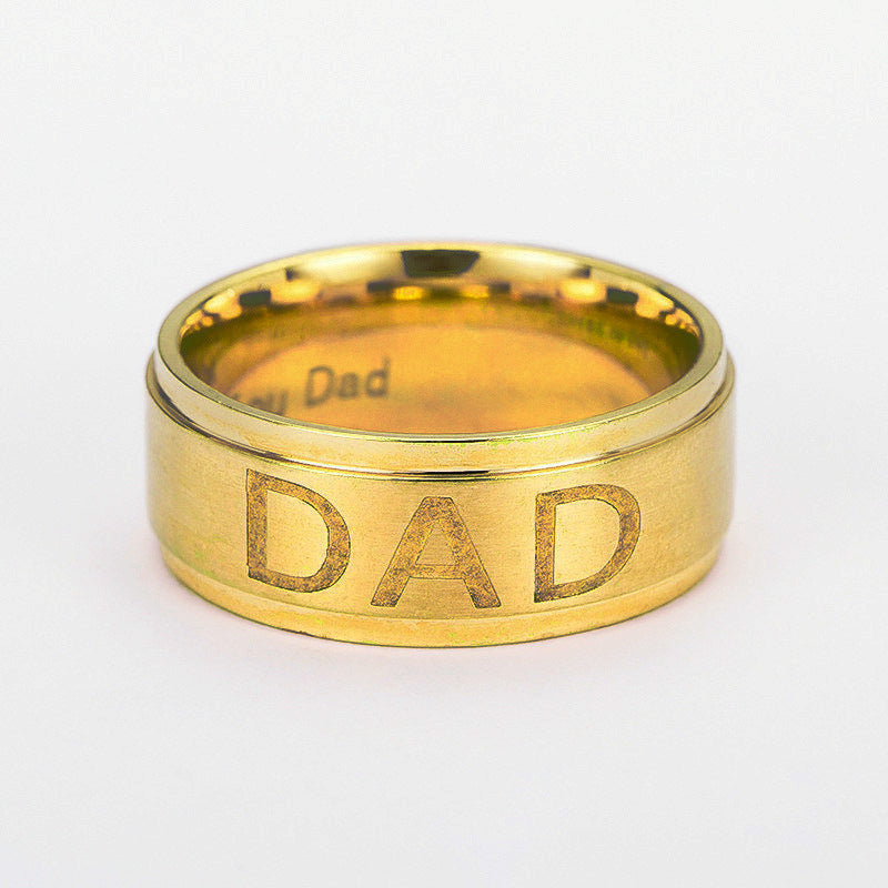 Monogram Dad Titanium Steel Ring
