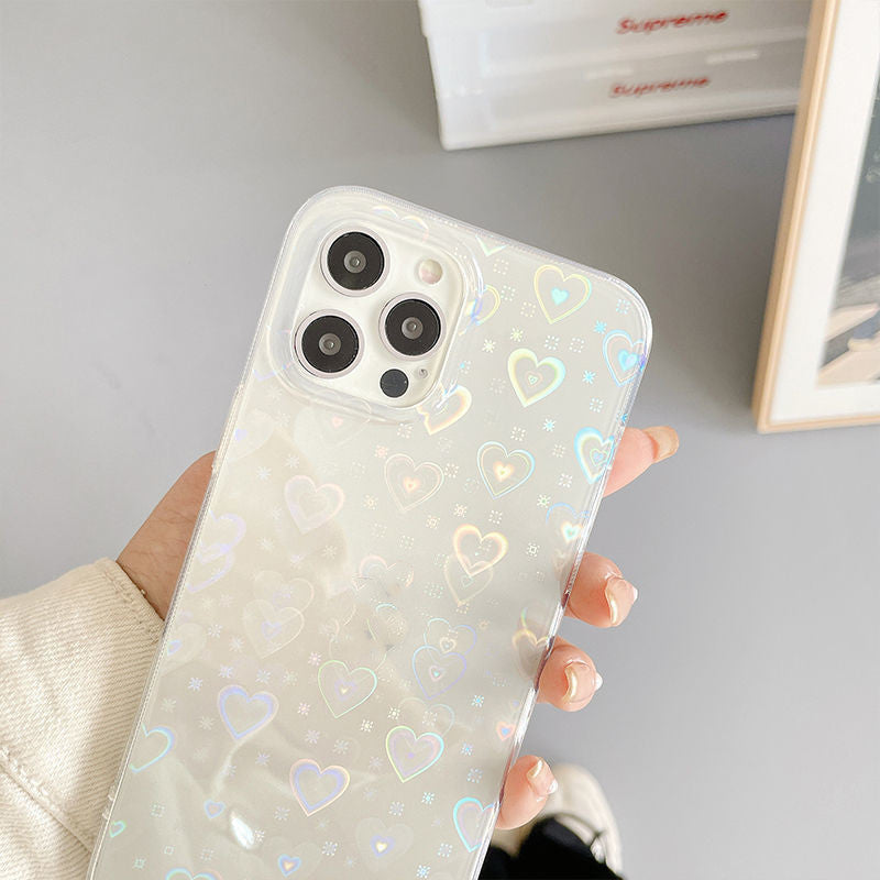 Hologram Heart  Silicone Phone Cases - iPhone 7- 13 Pro Max