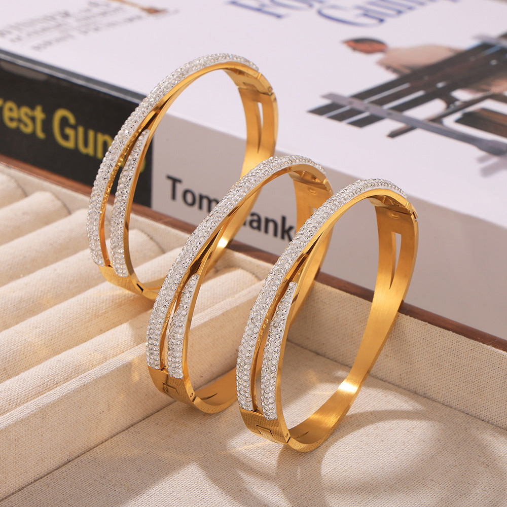 "Golden Day" - 18K Gold Diamond Titanium Steel Bracelet