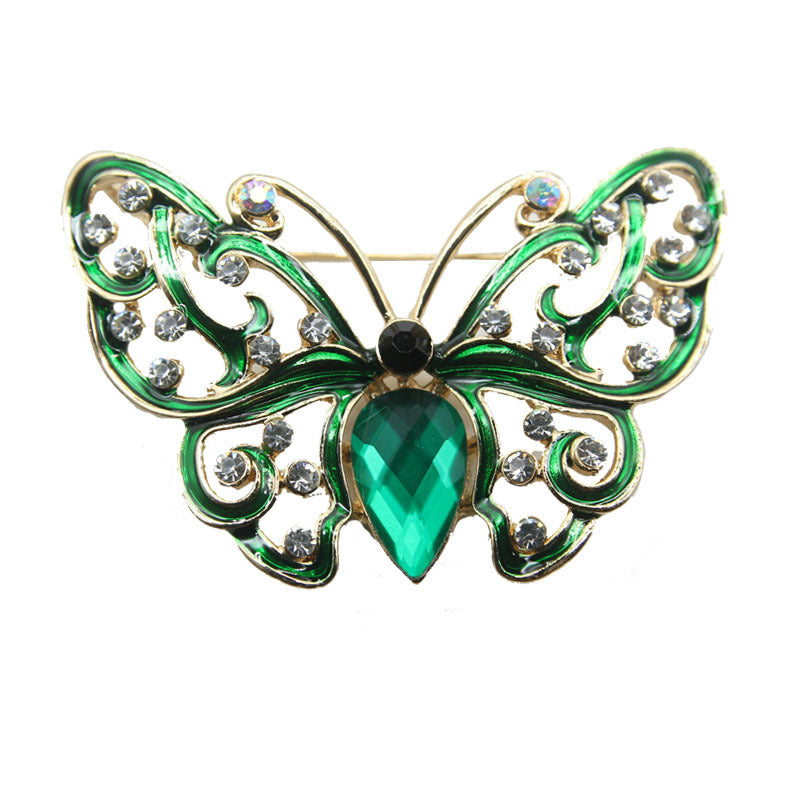 Hollow Crystal Butterfly Brooch