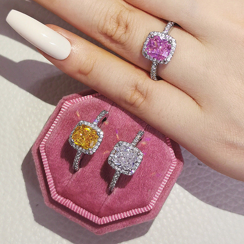 Multicolored Cubic Zirconia Charm Rings