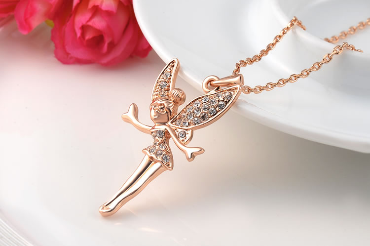 Rose Gold 18K Crystal Fairy Necklace