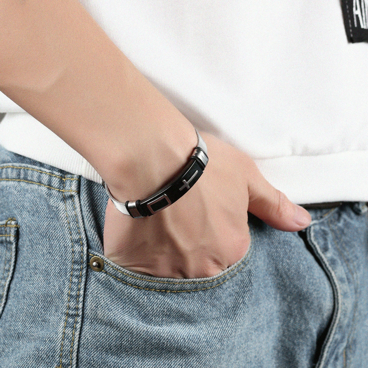 Titanium Steel Cross Bracelet
