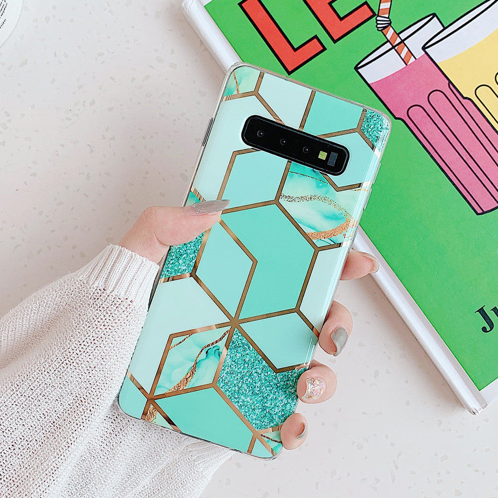 Shockproof Mosaic Marble Phone Case - Galaxy A40, A41, A50, A51, A51 5G, A70, A71 5G, A 71, Note 10, Note 10 Plus, S10, S10 Plus, S10e, S20, S20 Ultra, S20 Plus, S8, S8 Plus, S9, S9 Plus, 10 Plus, S20 U