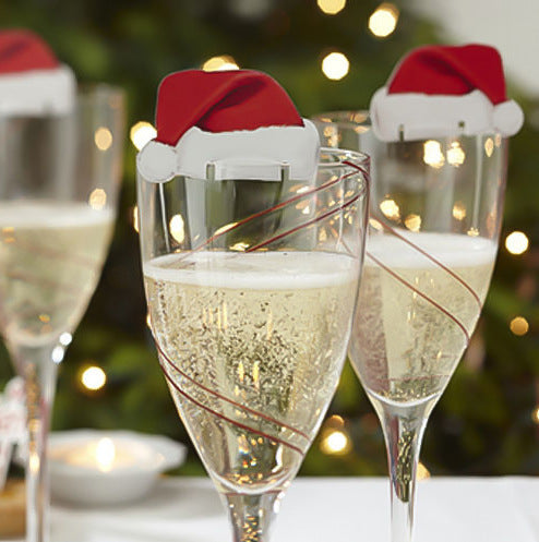 DIY Christmas Hats for Wine and Champagne Glass