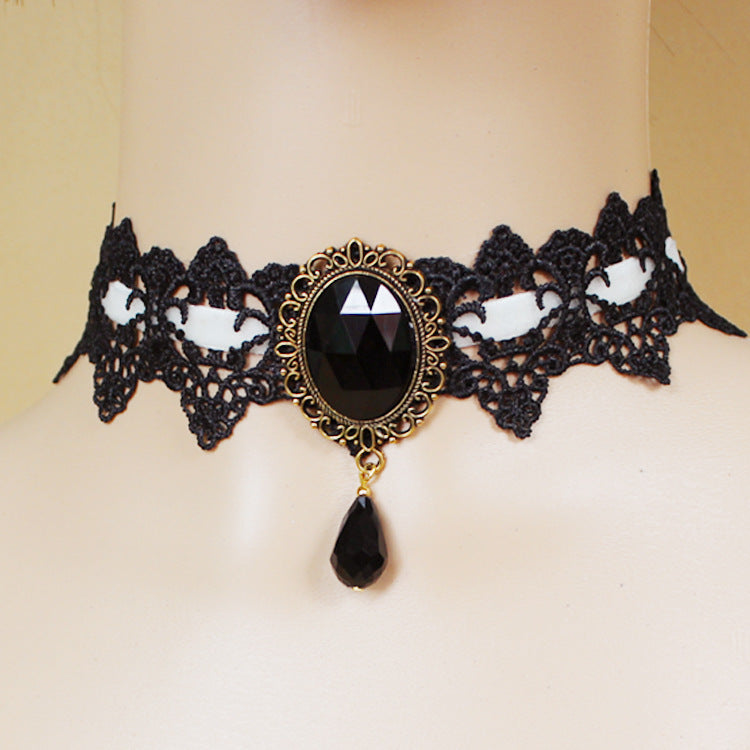 Vintage Lace Stone Necklace Choker