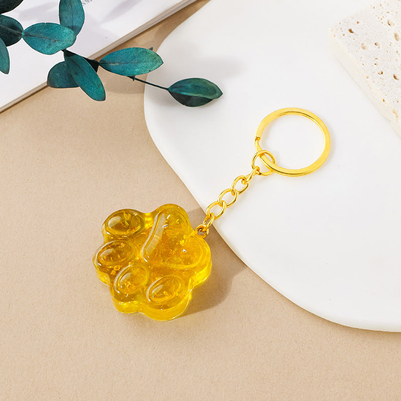 Natural Crystal Cat's Paw Keychain