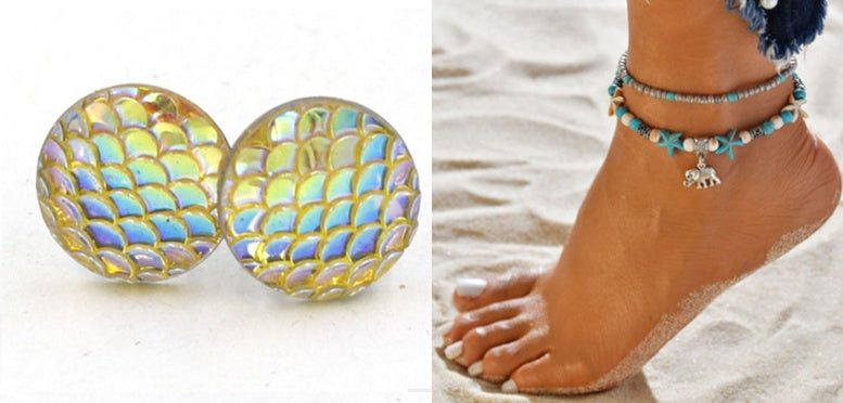 Mermaid Scales Earrings + Anklet