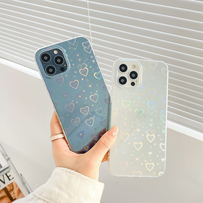 Hologram Heart  Silicone Phone Cases - iPhone 7- 13 Pro Max