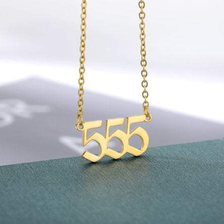 Old English Numerology Stainless Steel Necklace