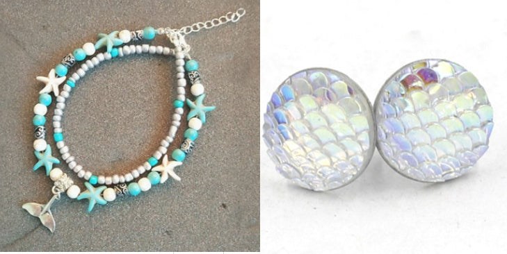 Mermaid Scales Earrings + Anklet