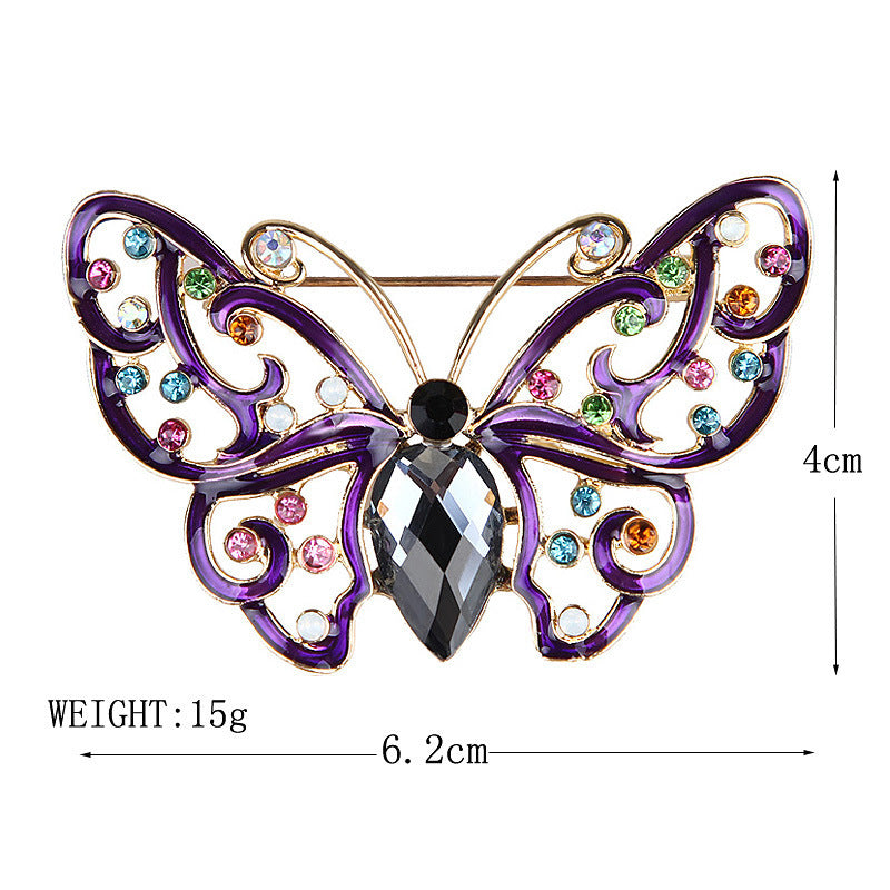 Hollow Crystal Butterfly Brooch