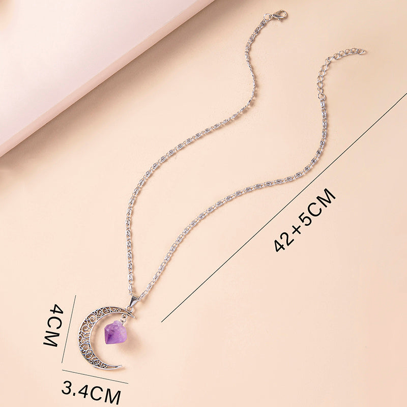 "Vintage Moon" - Natural Amethyst Stone Necklace