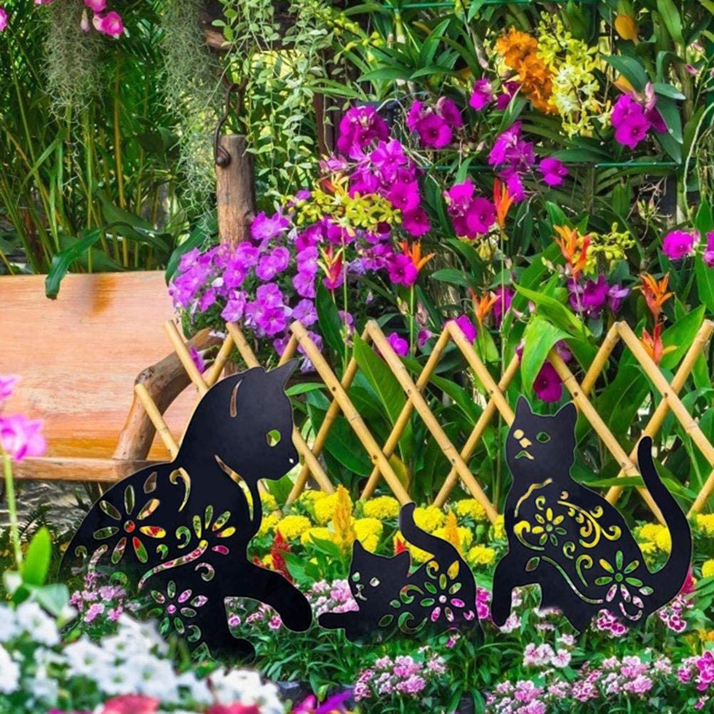 Iron Black Cat Garden Decor