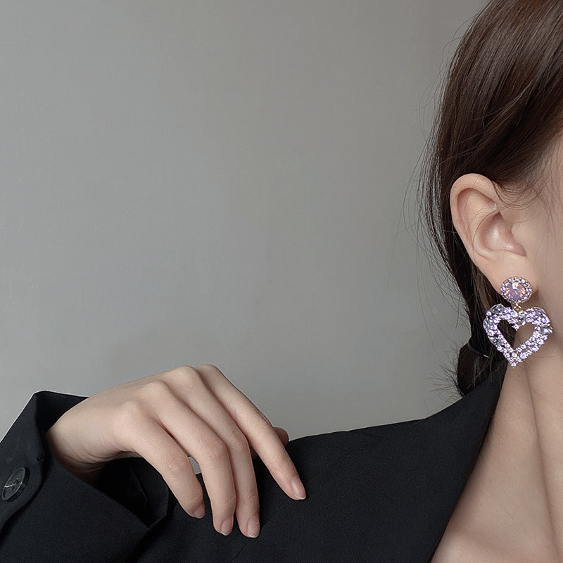 Temperament Crystal Love Earrings