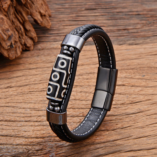 Retro Faux Leather Circle Bracelet