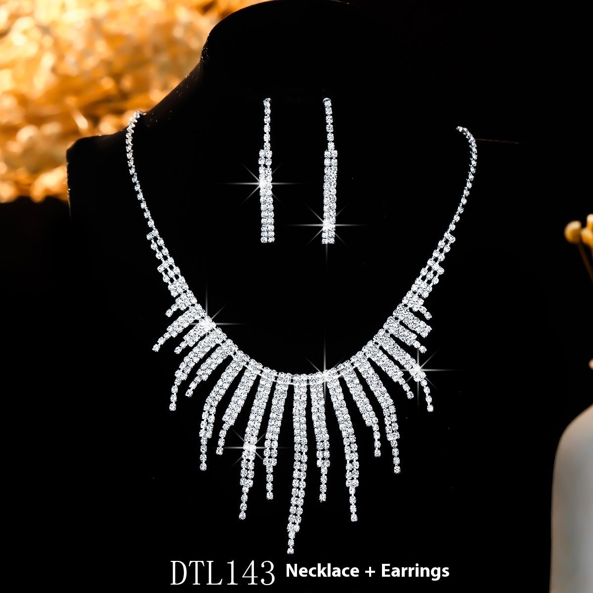 Rhinestone Necklace and  Earrings Set