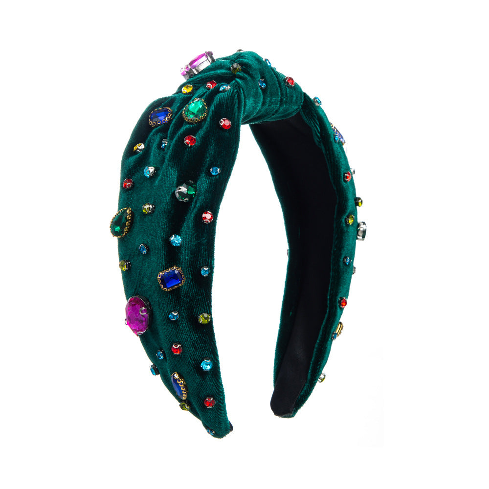 Colorful Knotted Crystals Fabric Headband