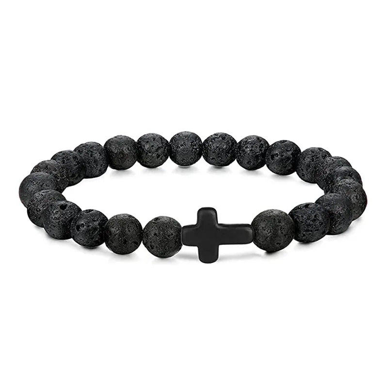Natural Stone Beaded Cross Bracelets