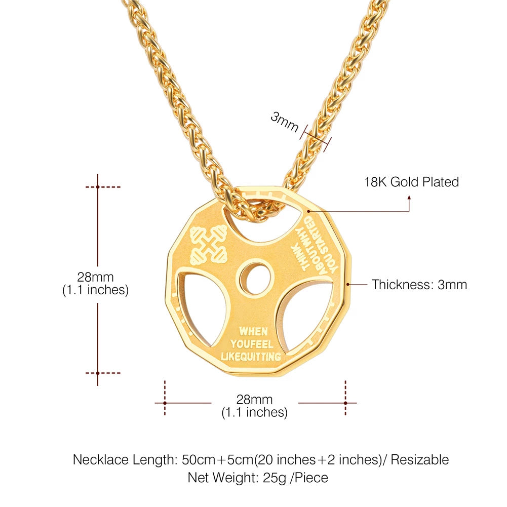 Stainless Steel Barbell Gym Necklace