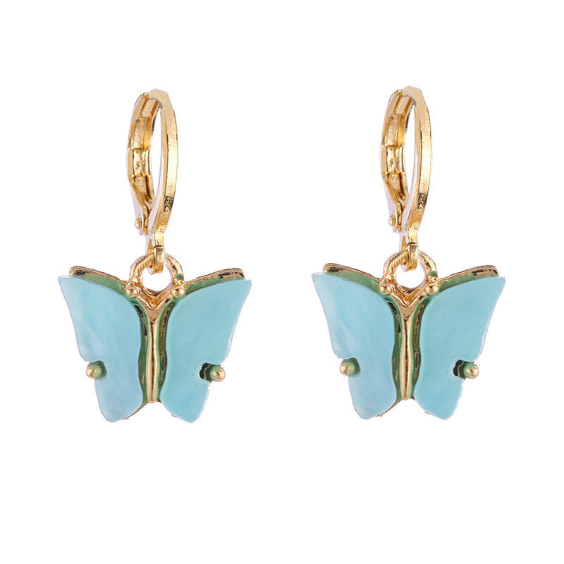 Enamel Heart and Butterfly Stud Earrings