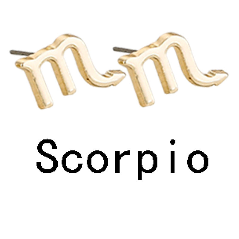 Zodiac Symbol Gold-plated Stud Earrings