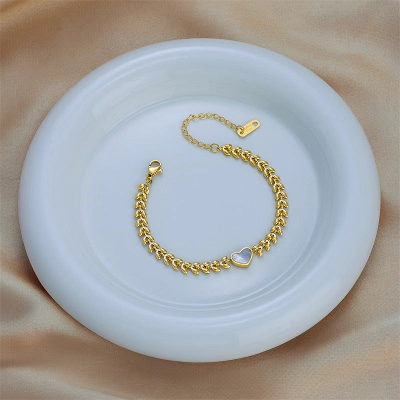 Retro 18K Moonstone Shell Bracelet