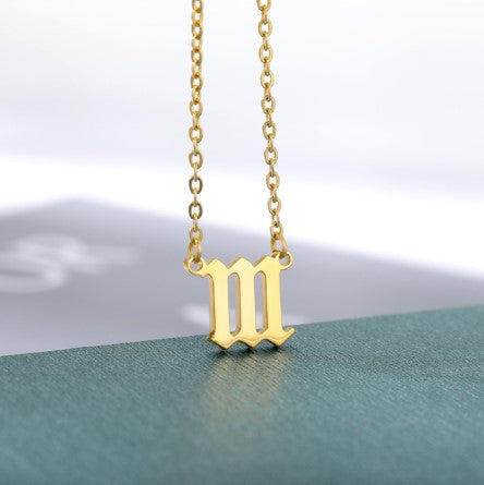 Old English Numerology Stainless Steel Necklace