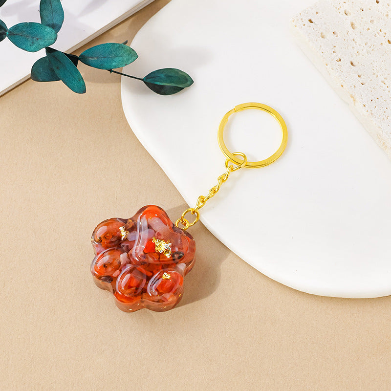 Natural Crystal Cat's Paw Keychain