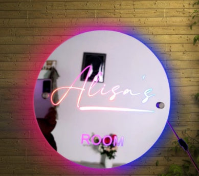 Personalized Name Mirror LED Light For Bedroom