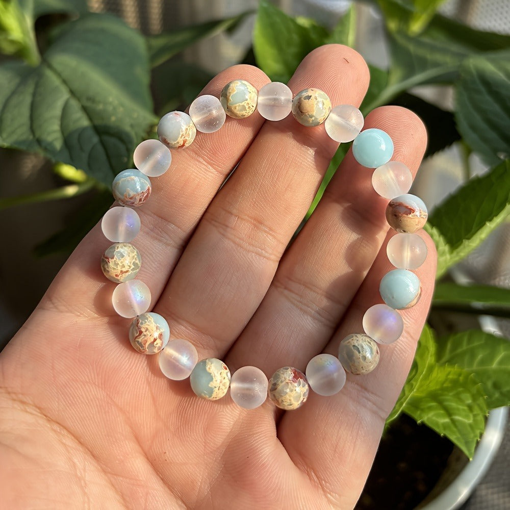"New Beginnings" - Handcrafted  Colorful Frosted Beaded Bracelet
