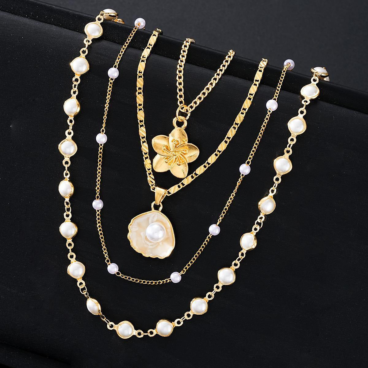 Long Retro 4-piece Sweater Necklace Chain Set
