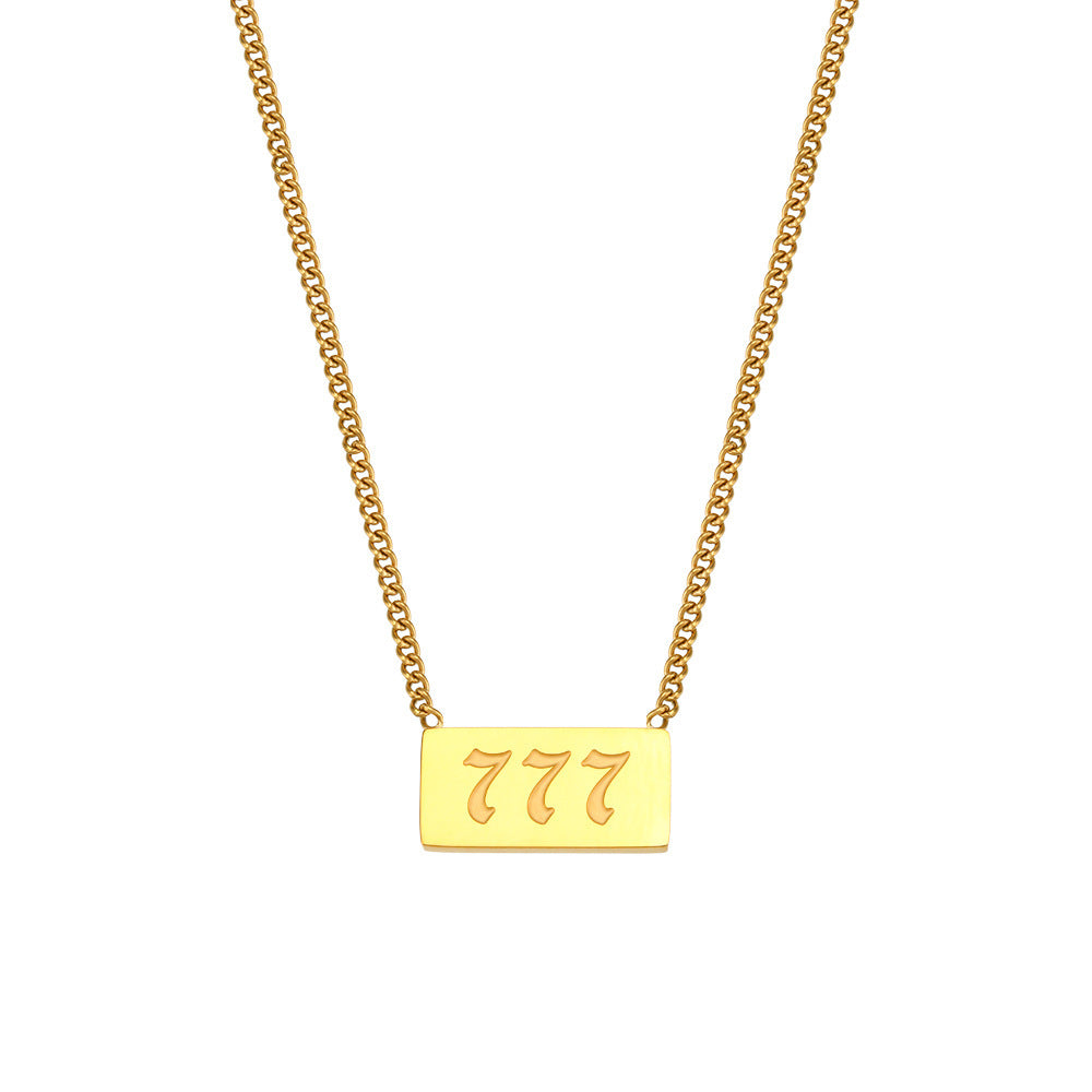 Temperament Numerology Titanium Steel 18K Gold Necklace