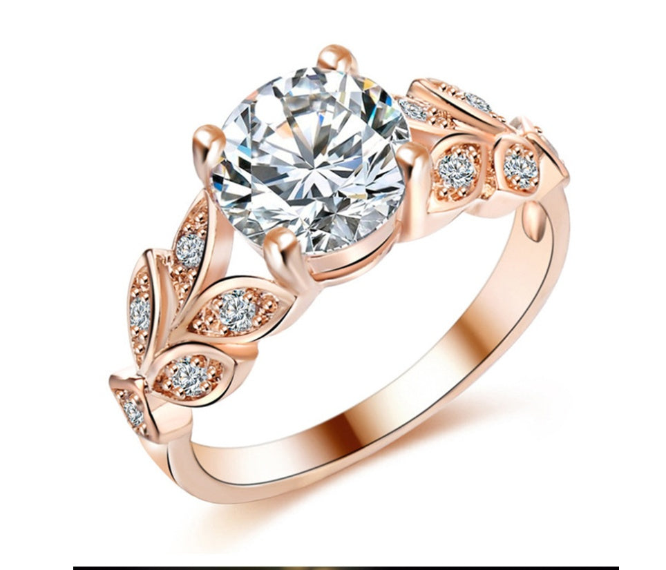 Inlaid Zircon Flower Vine Rings