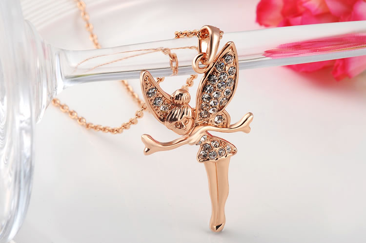 Rose Gold 18K Crystal Fairy Necklace