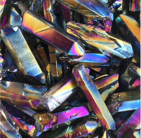 Rainbow Non-porous Natural Electroplating Crystal Pillar Ornament