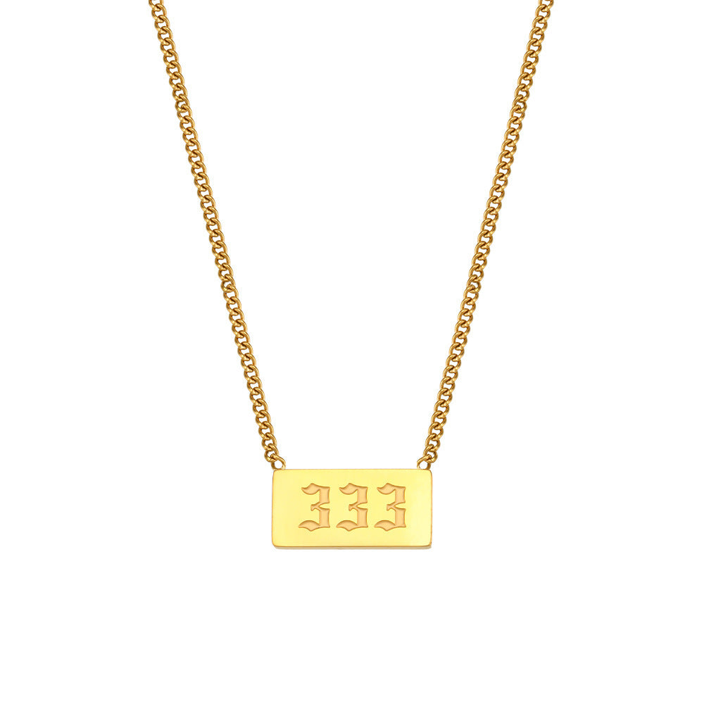 Temperament Numerology Titanium Steel 18K Gold Necklace