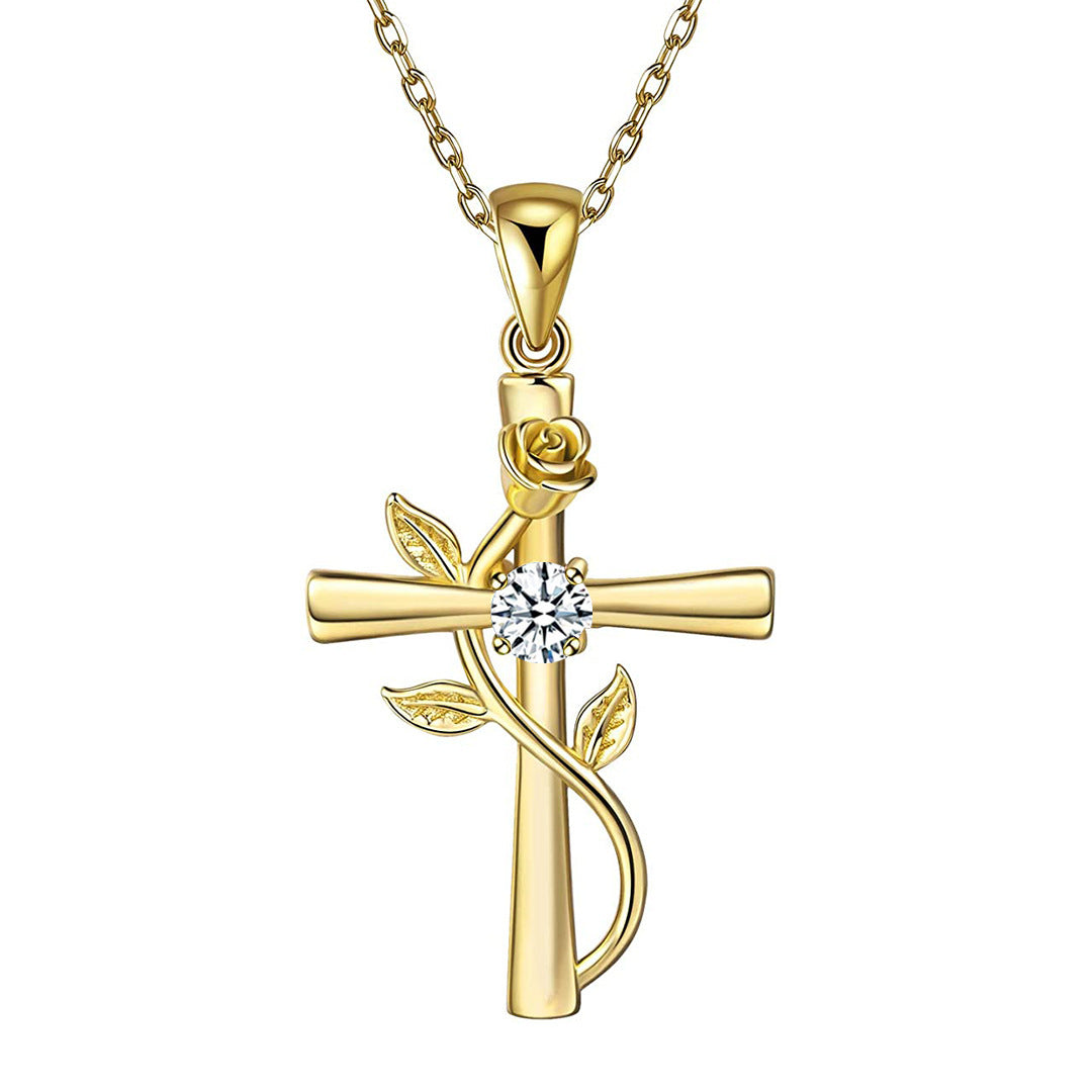 "Rose from the Cross" - Birthstone Necklace