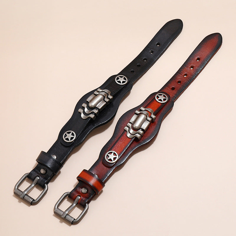Simple Multi-Layered Leather Bracelet