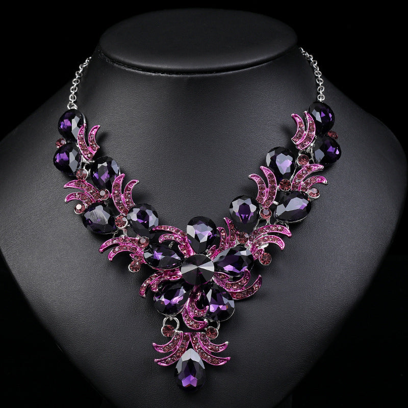 Alloy Diamond Drop Necklace and Earring Set