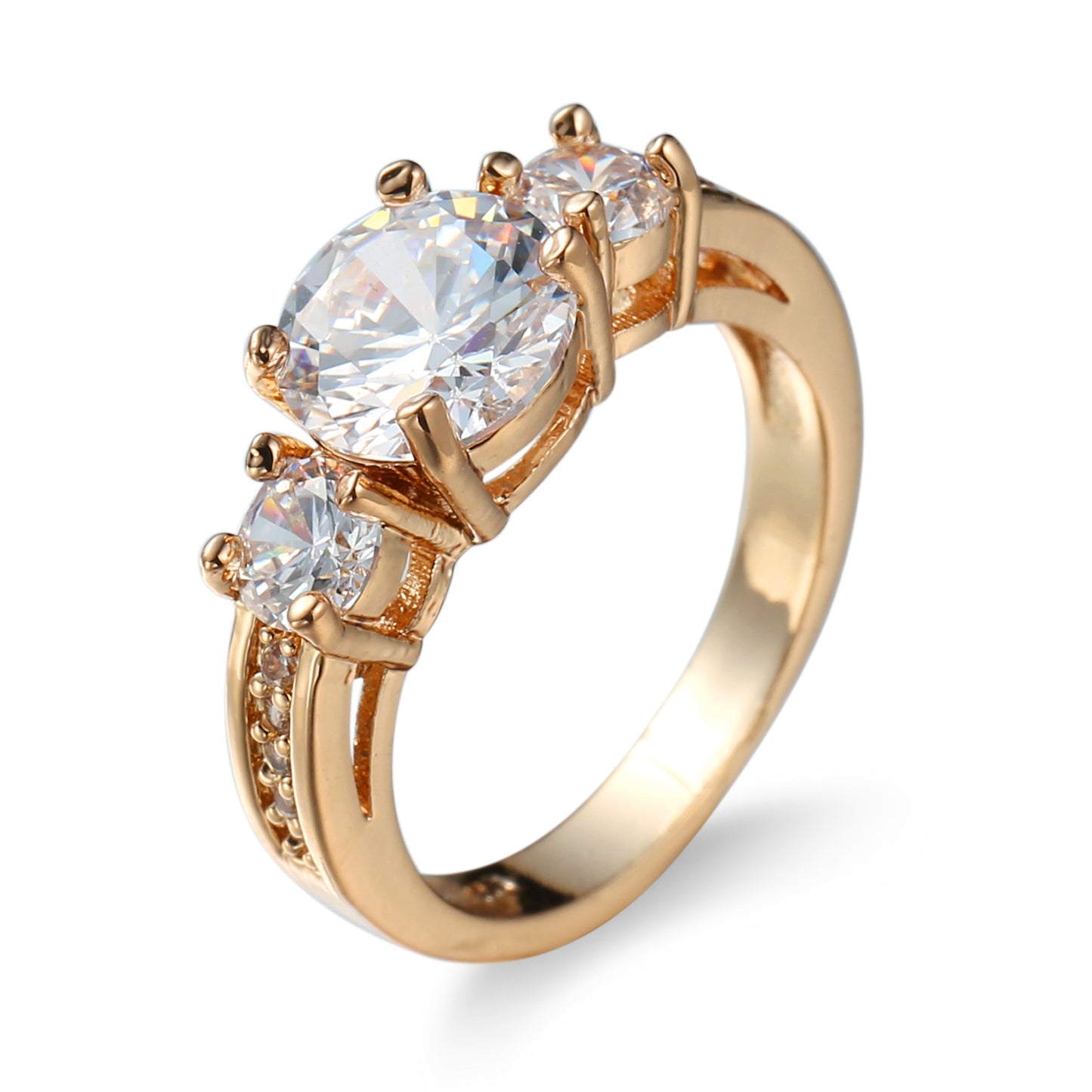 Gold Zircon Simulated Diamond Ring