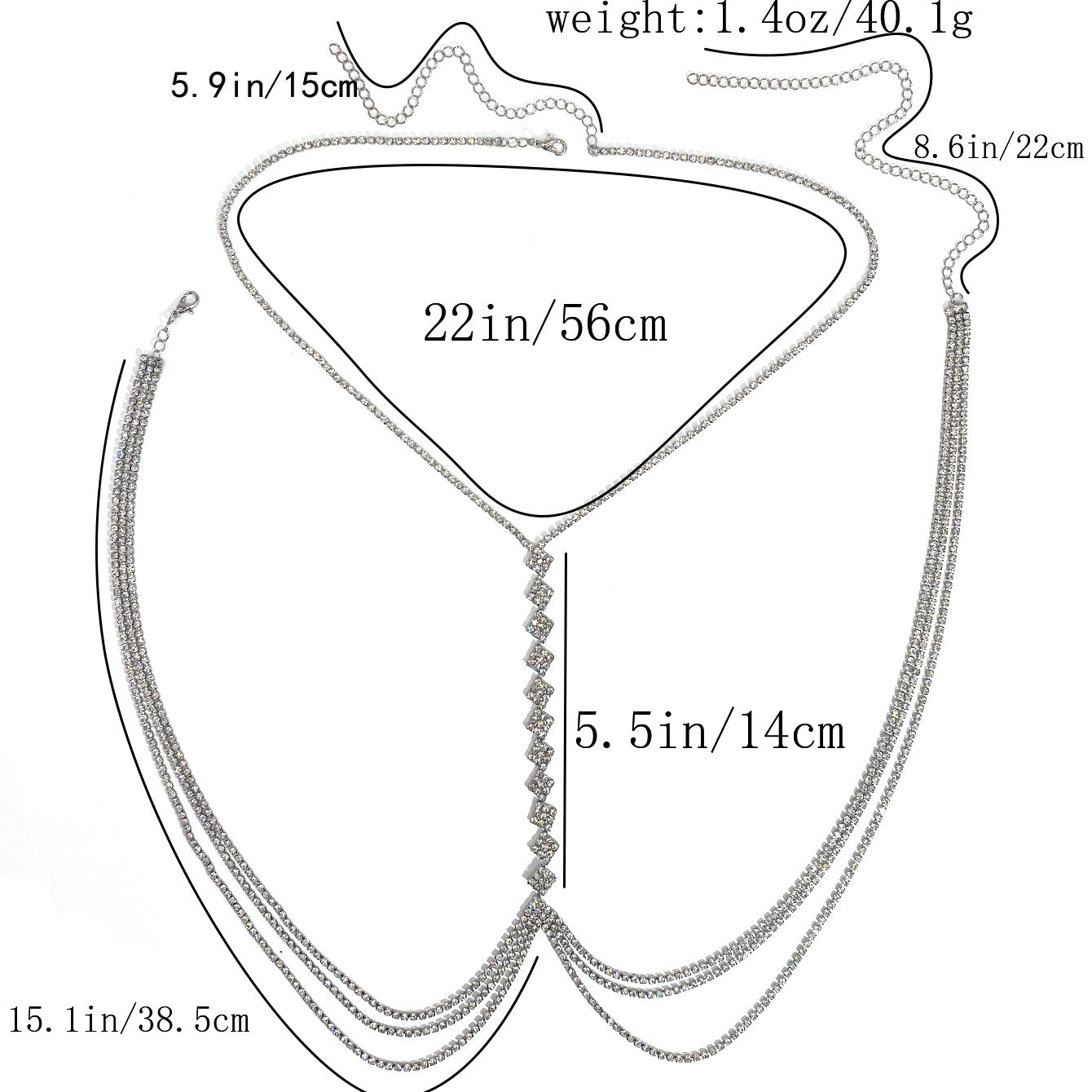 Light Luxury Rhinestone Back Chain