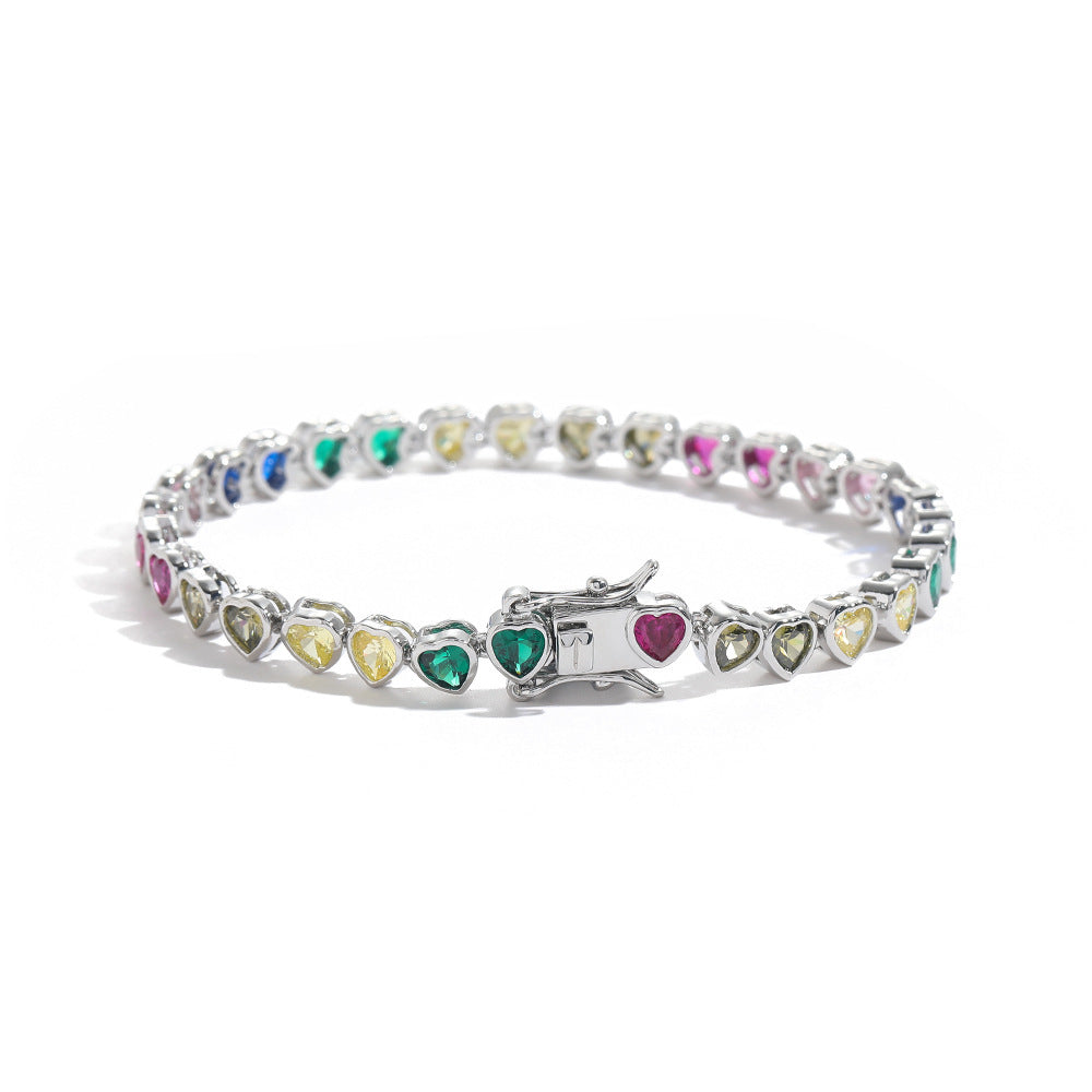 "My Love in Color" - Colorful Tennis Heart-shaped Bracelet