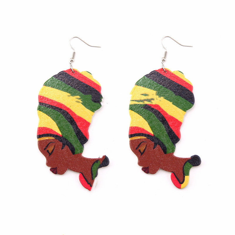 Multicolored Black Woman Dangle Earrings